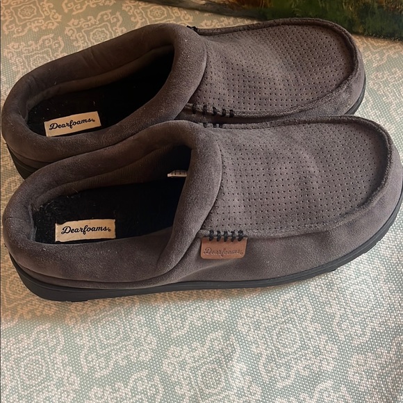 Dearfoams Mens Slippers Gray Slip-On Loafers with Cushioned Sole Size Large - Picture 4 of 5